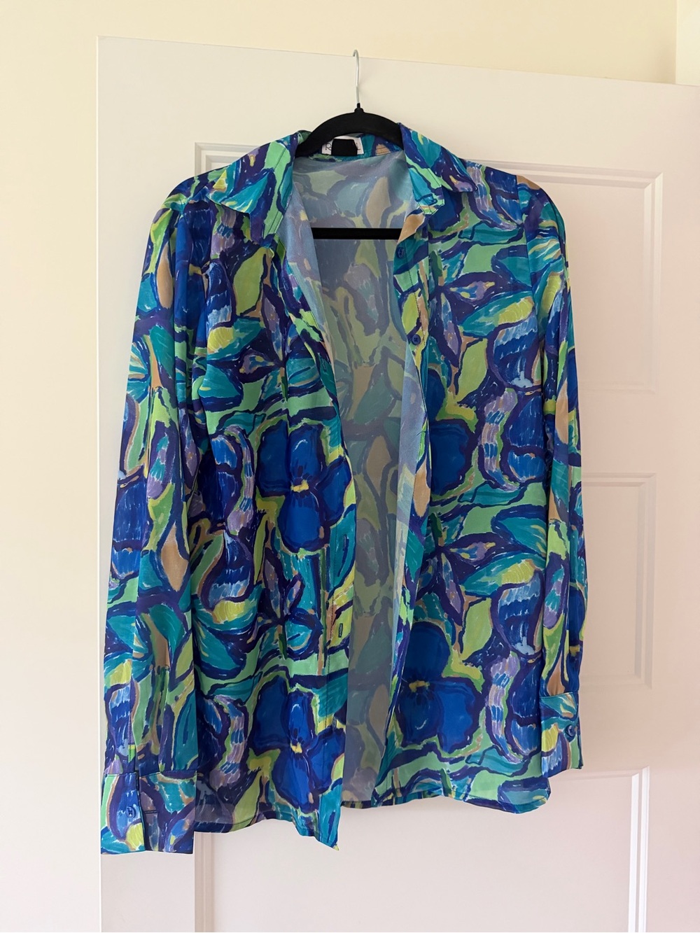 Rendoll from Anthropologie Floral Sheer Blouse in Teal and Green size XS/S